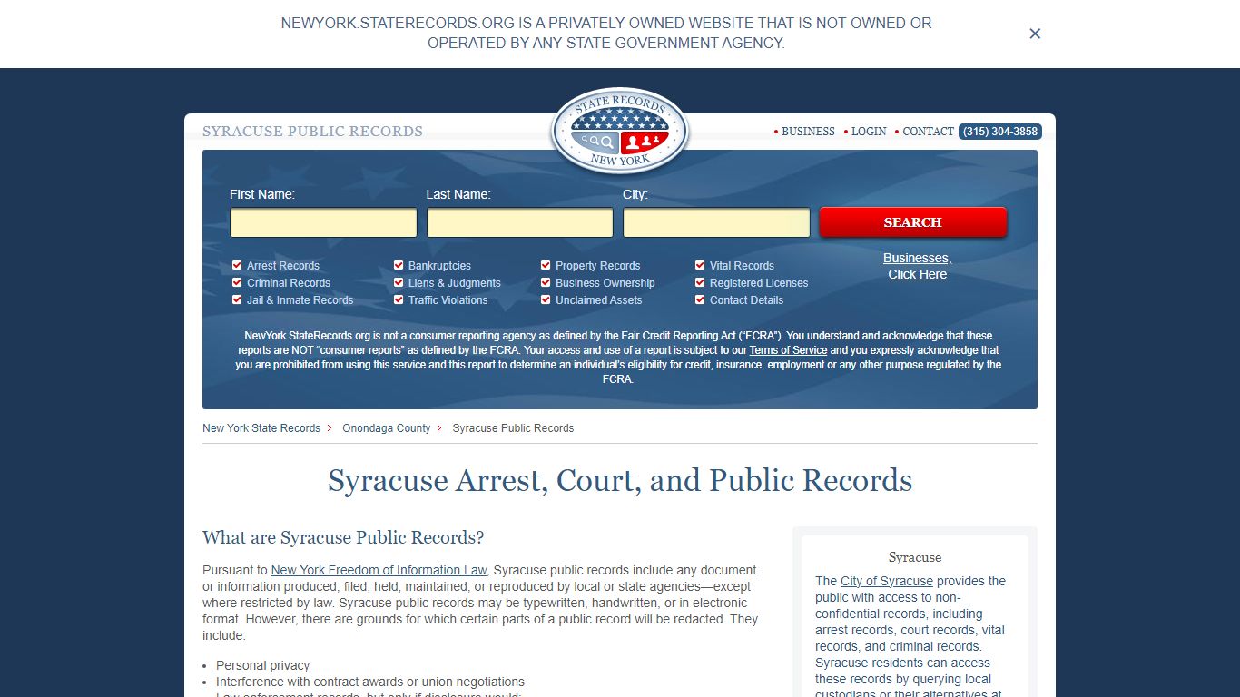 Syracuse Arrest and Public Records | New York.StateRecords.org