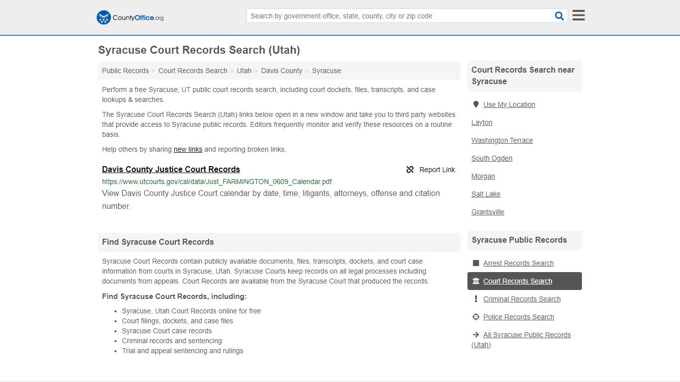 Syracuse Court Records Search (Utah) - County Office