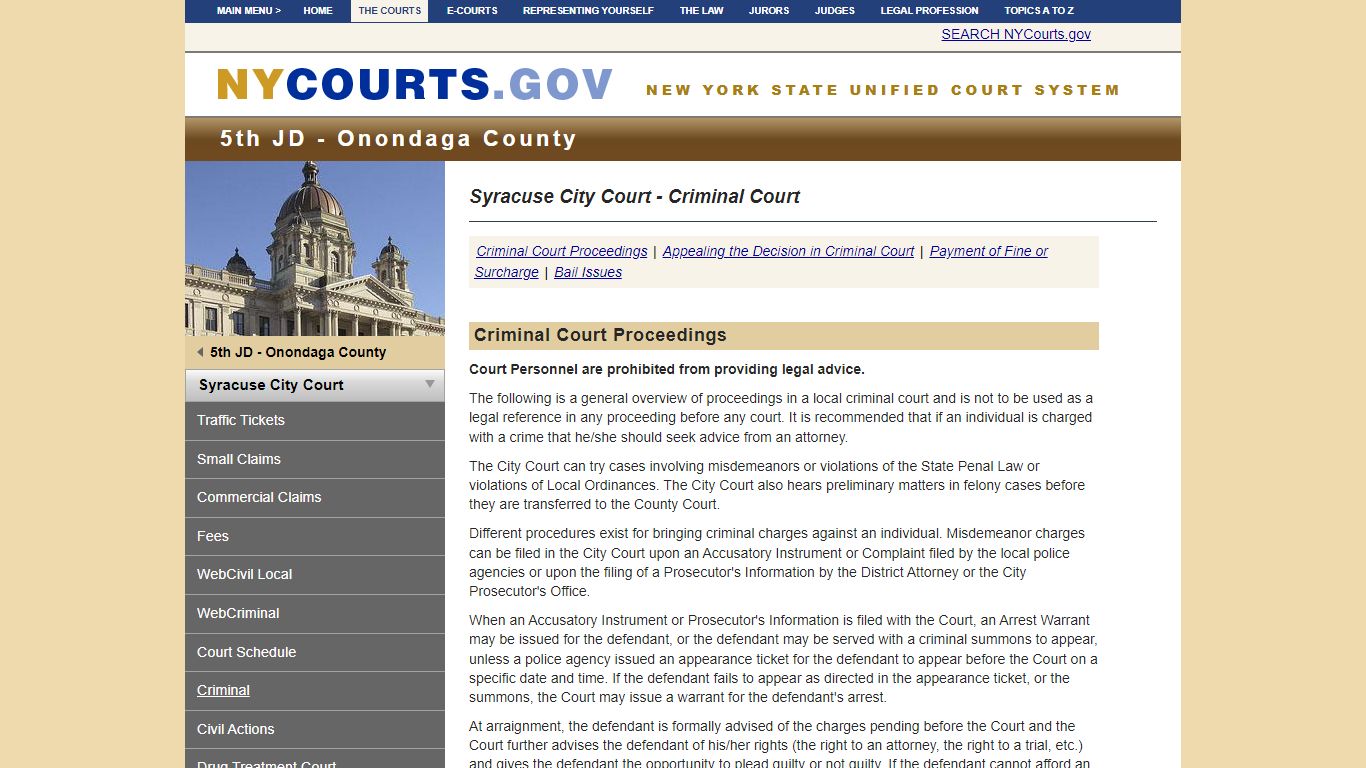 Syracuse City Court - Criminal Court | NYCOURTS.GOV